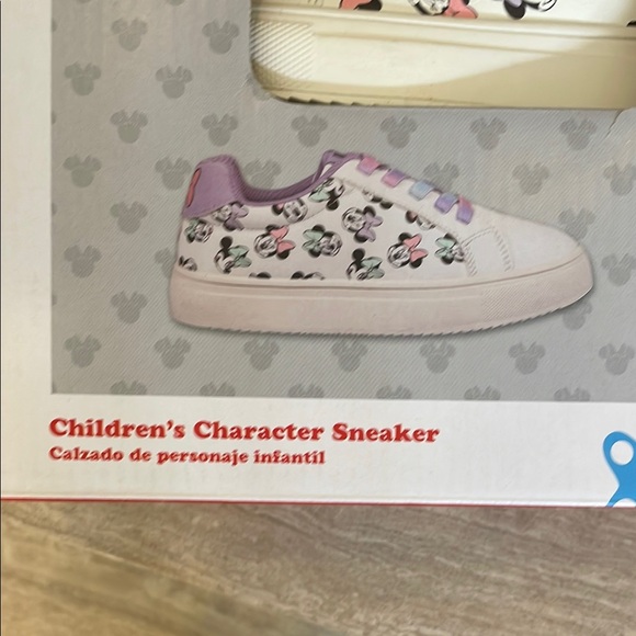 DISNEY NIB Girls Size 2 Minnie Mouse Character Sneakers White Pink Purple Bow - Picture 5 of 9